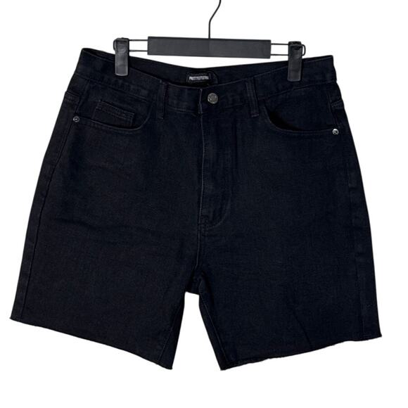 NWT Pretty Little Thing Washed Black Longline Fitted Denim Shorts Sz 8 US/12 UK - Picture 4 of 11